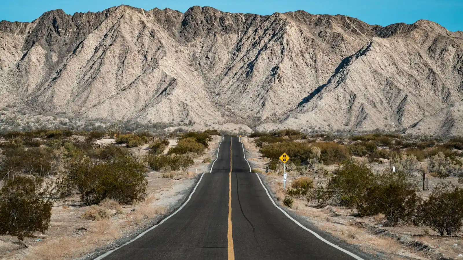 Desert highway crossing the Baja California Sur mountains
